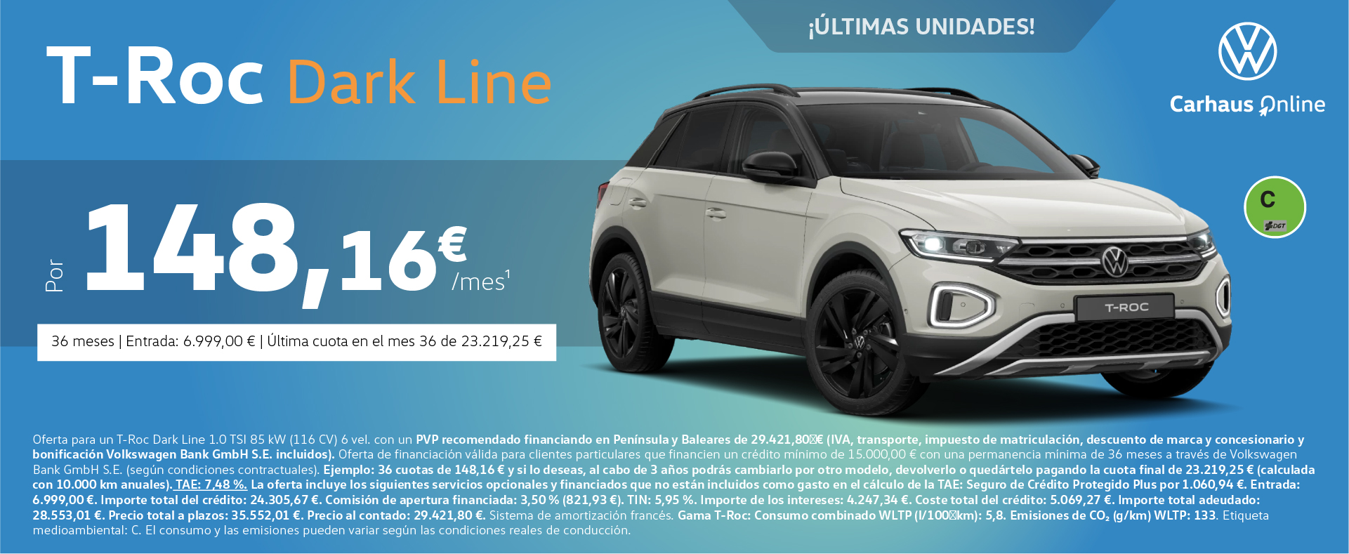 Irresistible... T - Roc Dark Line desde 148,16€/mes*